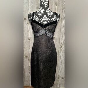 $698 Milly Gild Jaqcuard Black Velvet Trim Cocktail Dress Sz 8
